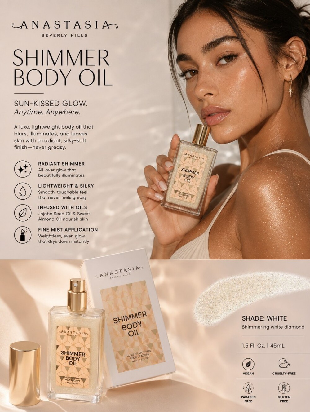 Anastasia Beverly Hills Shimmer Body Oil – White
